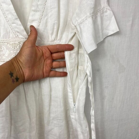 Nenette Linen Lace Short Dress Women Small - Medium Coquette Cottage Romantic - Picture 8 of 16